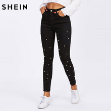 Load image into Gallery viewer, Skinny black jeans with pearls