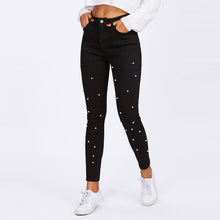 Load image into Gallery viewer, Skinny black jeans with pearls
