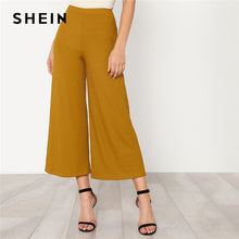 Load image into Gallery viewer, Elastic Waist Solid Culotte Loose Pants