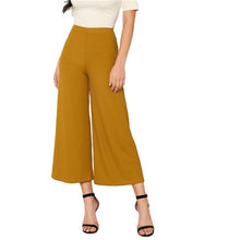 Load image into Gallery viewer, Elastic Waist Solid Culotte Loose Pants
