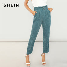 Load image into Gallery viewer, Blue high-waisted tapered pants