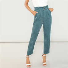 Load image into Gallery viewer, Blue high-waisted tapered pants