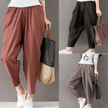 Load image into Gallery viewer, Women Autumn Casual Cotton Linen Pocket Loose Pants Trousers Pants